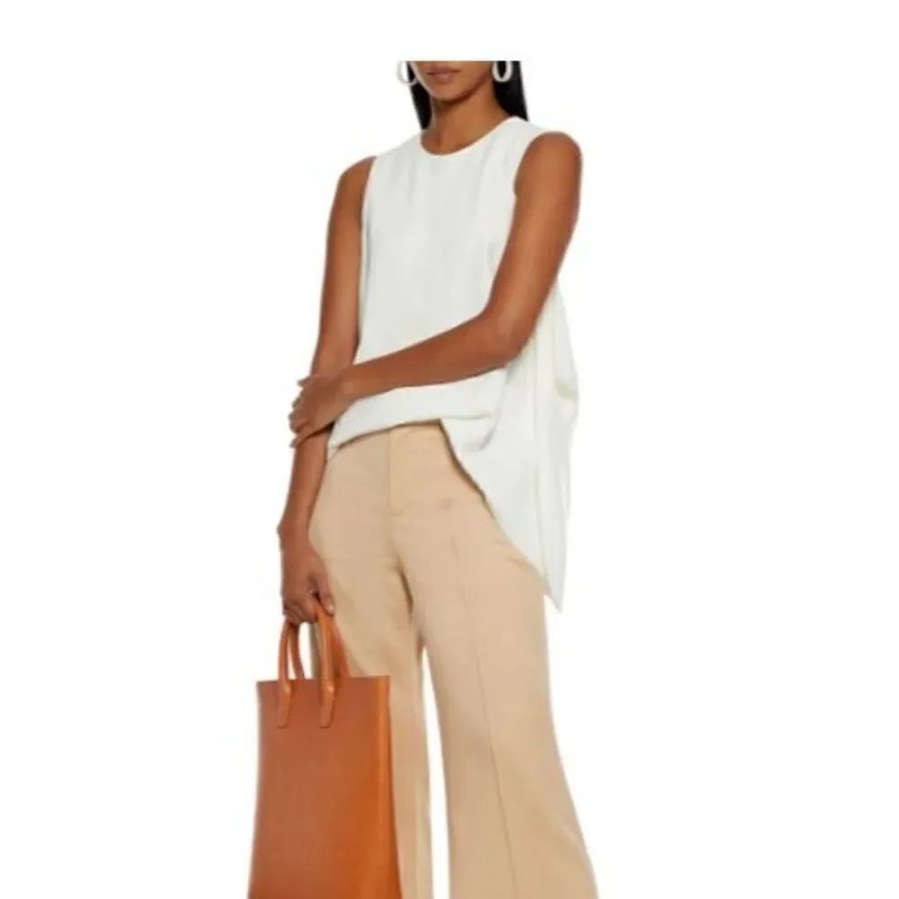 Max Mara Womens Caledo Draped Top Shirt Blouse Waistcoat Sz 14 EU 44 White NWT